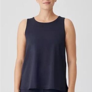 Eileen Fisher Womens Navy Basic Sleeveless Scoop Neck Soft Stretch Tank Top XS